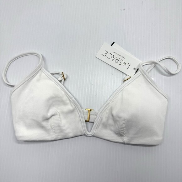L Space Bikini Top Ribbed Women's White Wired Front Helena Size XS Pool Vacay - Picture 6 of 11